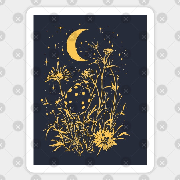Celestial Ladybug Among Wildflowers – Symbol of Luck & Wonder Magnet by TuncGK